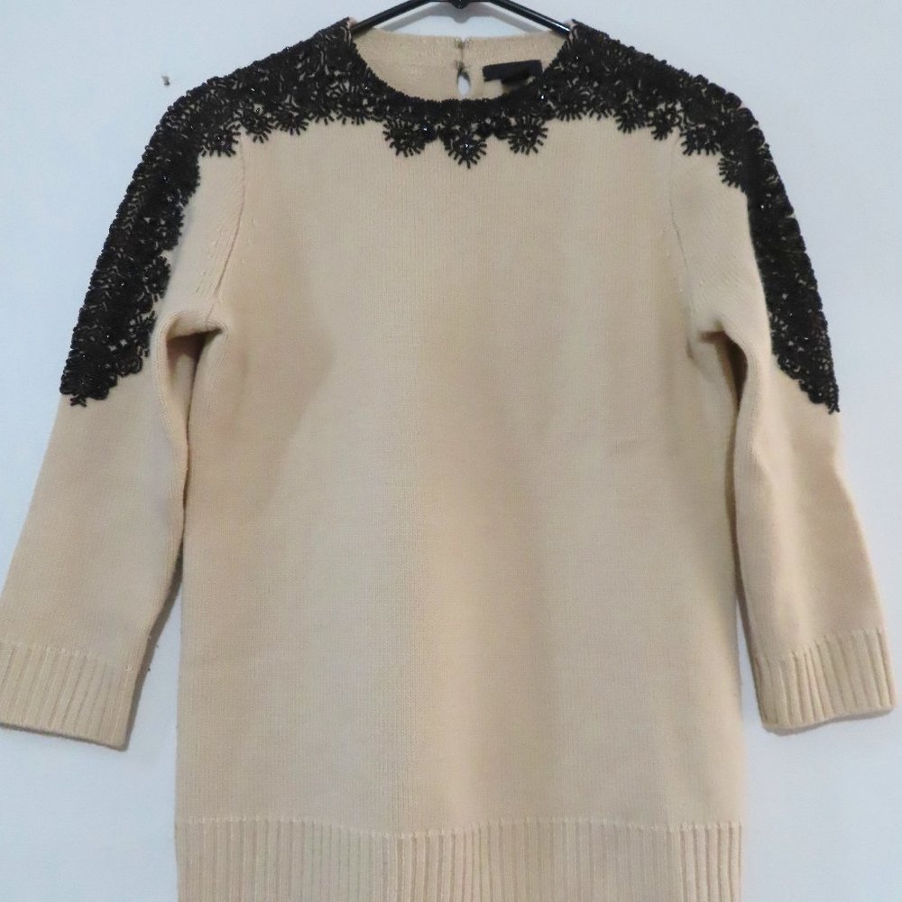 J.Crew Collection 100% Merino Wool Sweater w/bead detailing Size XS
